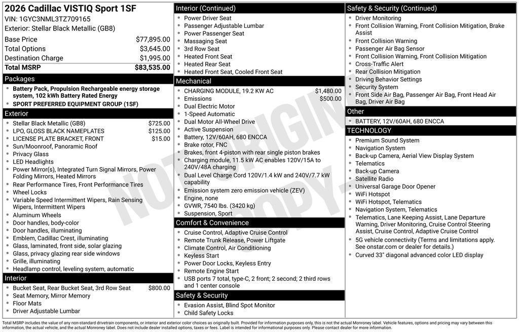 2026 Cadillac VISTIQ Sport