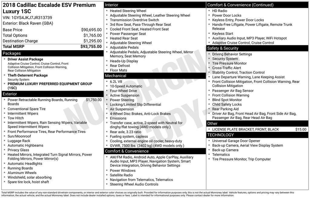 2018 Cadillac Escalade ESV Premium Luxury
