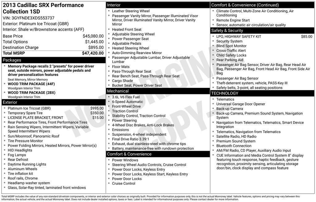 2013 Cadillac SRX Performance