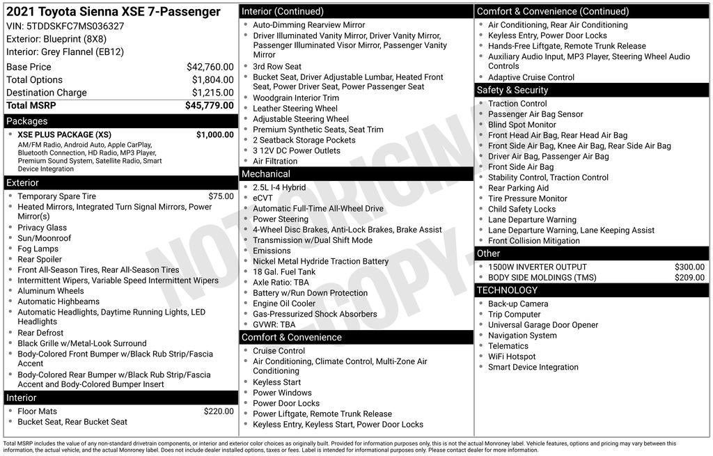 2021 Toyota Sienna XSE