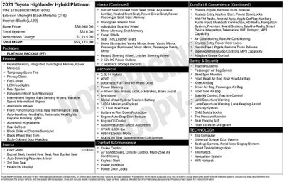 2021 Toyota HIGHLANDER HYBRID Platinum