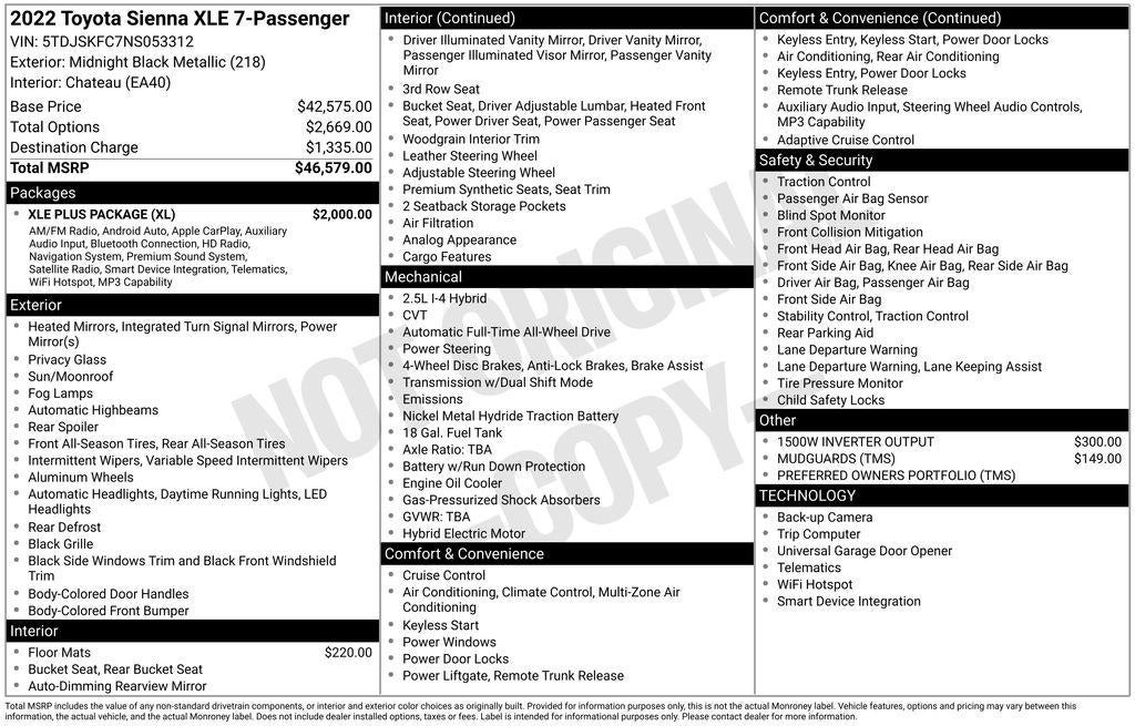 2022 Toyota Sienna XLE
