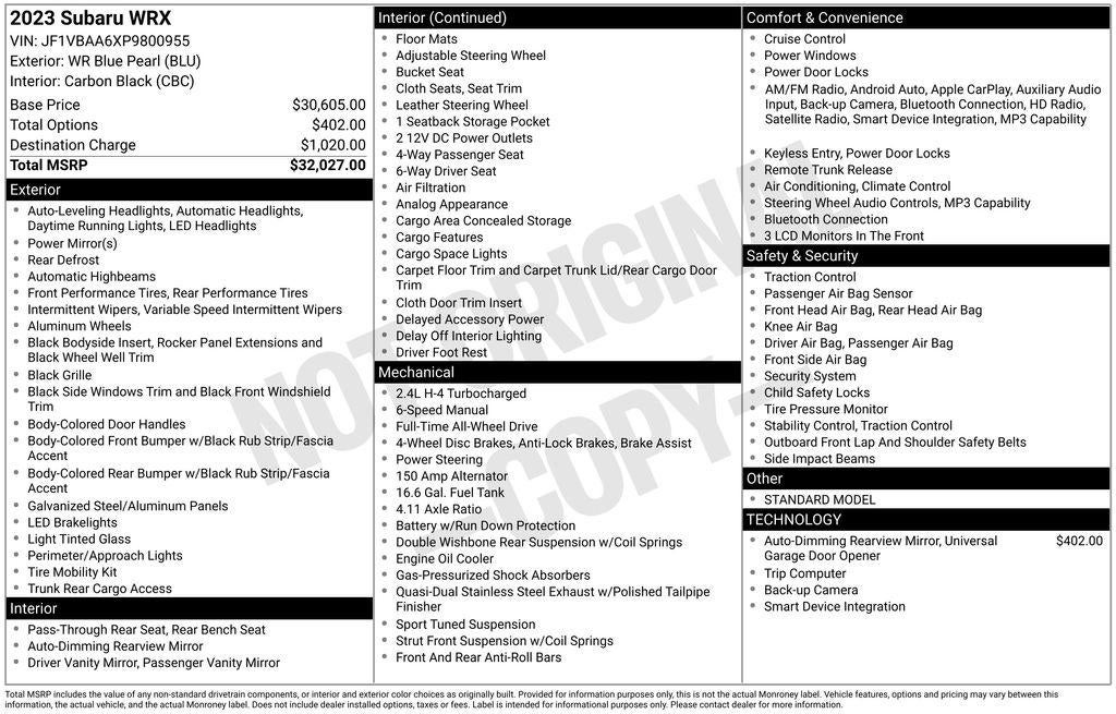 2023 Subaru WRX Base
