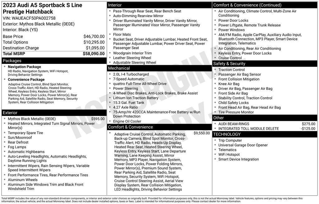2023 Audi A5 Sportback 45 S line Prestige