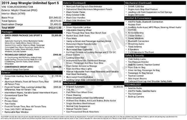 2019 Jeep Wrangler Unlimited Sport S