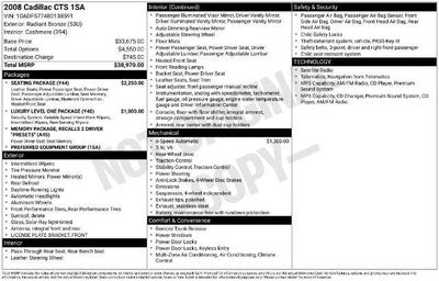 2008 Cadillac CTS RWD w/1SA