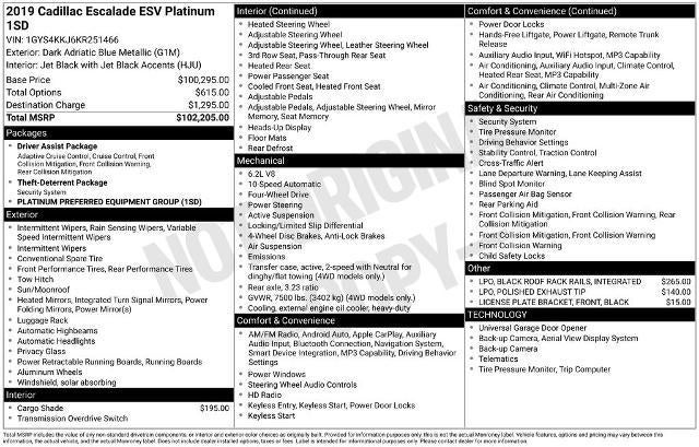 2019 Cadillac Escalade ESV Platinum