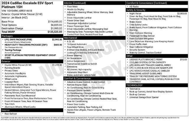 2024 Cadillac Escalade ESV 4WD Sport Platinum