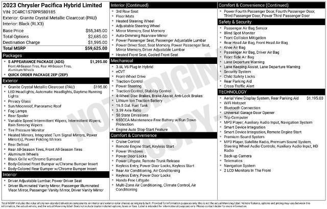 2023 Chrysler Pacifica Hybrid Limited