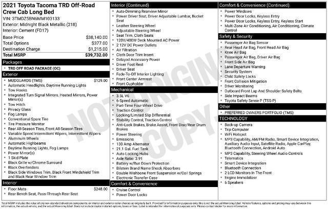 2021 Toyota Tacoma 4WD TRD Off Road