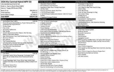 2026 Kia Carnival Hybrid SX